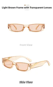 Vue avant et latérale de lunettes de soleil rétro carrées transparentes couleur thé