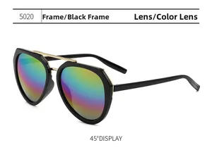 Gros plan sur les lunettes de soleil noires avec verres arc-en-ciel et pont doré