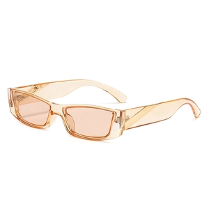 Lunettes de soleil rétro à petit cadre carré orange transparent avec protection UV