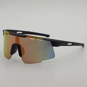 Outdoor photochromic cycling sunglasses with colorful gradient lens and black matte frame