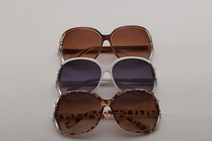 Three-pack oversized square sunglasses featuring chic metal hollow patterns on temples