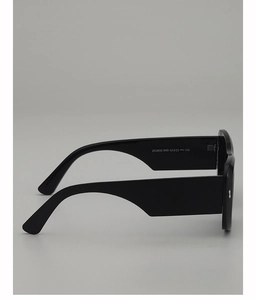 Detail view of black square sunglasses temple showing model ZN3932 and size specifications