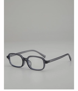 Detailed view of the smoke gray rectangular frame hinges and inner temple specifications