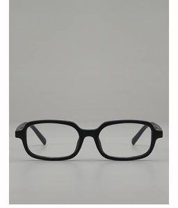 Close-up of sleek black rectangular eyewear frame with polished finish and smooth texture