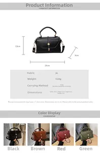 Detailed size chart for the PU leather crossbody bag showing 19x13x9 cm dimensions
