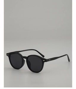 Detail of vintage oval sunglasses frame with silver metal accents on the hinge