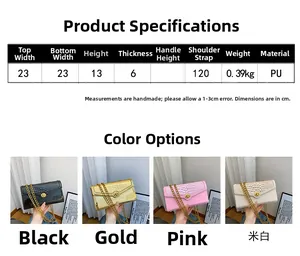 Guida alle taglie della borsa in PU coccodrillo con catena d'oro in quattro colori