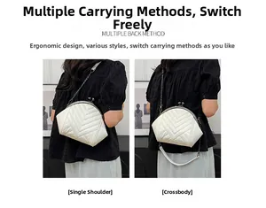 White quilted shell bag detail showing both single shoulder and crossbody wearing styles