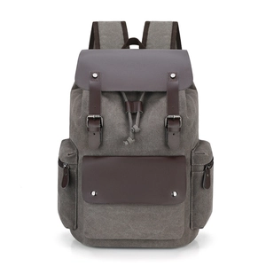 Vintage Canvas Backpack With Leather Trim Large Capacity Retro Style Travel School Rucksack Casual Daypack For Daily Use