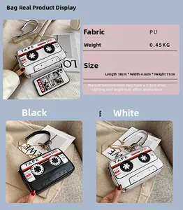 Détails du sac cassette en PU avec dimensions 18x4,6x11cm et spécifications de matière