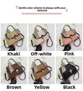 Detailed grid showing six elegant color options for crossbody bags with silk scarf handles