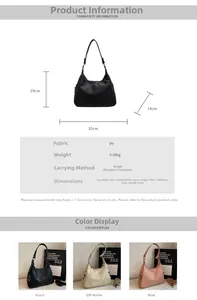 Detailed size chart and specifications for the minimalist large PU leather shoulder bag