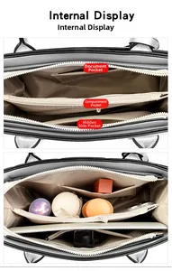 Internal display of tote bag showing pockets and storage for tablet and umbrella