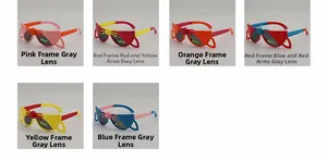 Collage of colorful spider-themed foldable cartoon sunglasses for kids in various frame colors