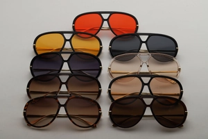 Multiple color options of trendy oversized aviator sunglasses with UV protection lenses