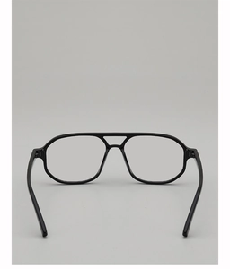 Rear view of sleek black double bridge aviator glasses with polished inner frame detail