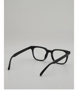 Classic black square frame glasses with anti-blue light lenses and metal rivet details