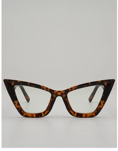 Detailed view of tortoiseshell cat-eye glasses frame with premium leopard print texture
