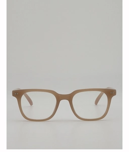 Detailed macro view of square translucent frames with signature silver rivet accents