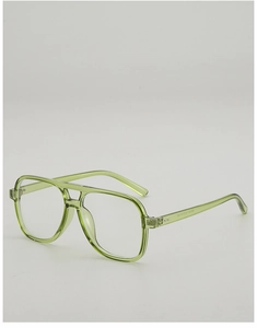 Vue détaillée d'une monture aviateur vert olive transparent avec double pont rétro