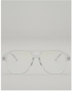 Vue de face de montures de lunettes aviateur transparentes avec un double pont