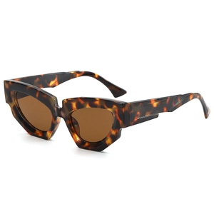 Chic irregular cat-eye sunglasses with tortoise frame and brown UV protective lenses
