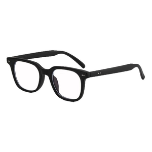 Classic black thick-frame glasses with silver rivet accents in a stylish retro full-frame design