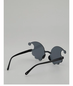 Funny party glasses with wavy dark gray lenses and black frames for kids photo props