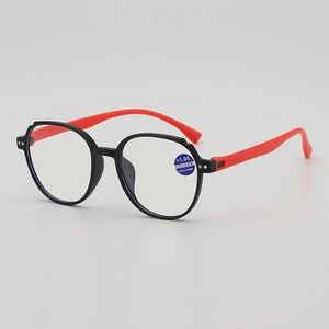 Blue light blocking reading glasses for women in stylish black and red frame +1.00