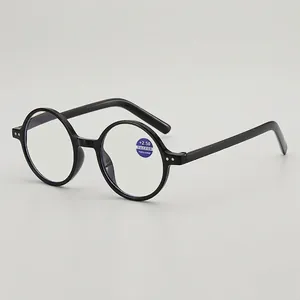 Retro Round Frame Reading Glasses PC AC Anti Blue Light Eyewear For Men And Women