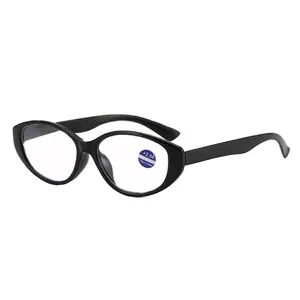 Modern black cat-eye anti-blue light reading glasses with +2.50 strength for women