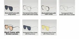 Detailed grid view showcasing various frame colors and lens tints for oversized sunglasses