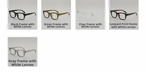 Detailed comparison of five vintage large frame glasses in black, green, clear and leopard