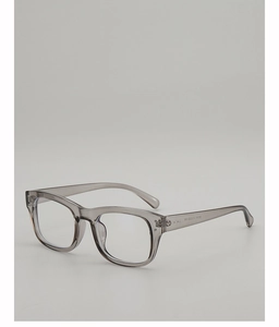 Detail of transparent grey-purple large frame glasses with TR90 texture and side hinge