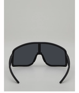 Inner view of adjustable nose pads and streamlined temples on matte cycling sunglasses