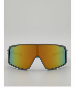 Front view of large-frame cycling glasses with orange-green gradient mirror lenses