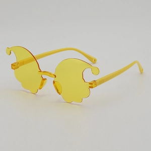 Vibrant yellow flame-shaped novelty sunglasses for party and photography props