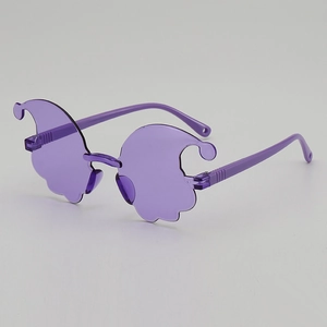 Funny purple wavy sunglasses for parties and photo props with a rimless creative design