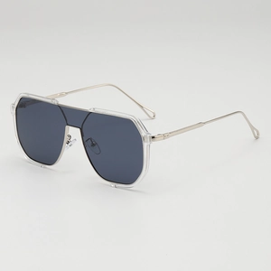Classic pilot sunglasses with transparent frames and dark lenses for UV protection