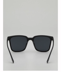 Front and back view of black square oversized sunglasses with UV400 protection frames