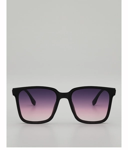 Detail of square black matte frames with premium purple to pink gradient lenses