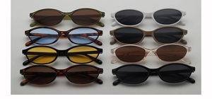 Verschiedene Farben der schmalen ovalen Vintage-Sonnenbrillen für Damen und Herren