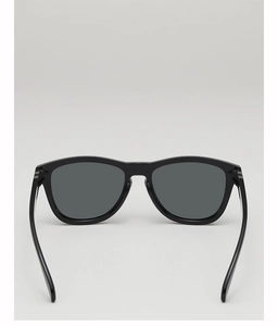 Detailed view of black sports sunglasses featuring silver double-stripe metal hinges