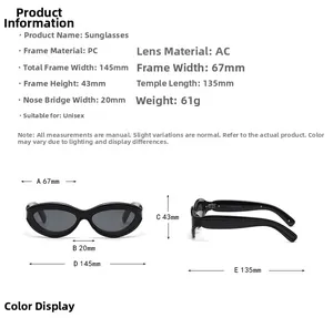 Tableau des tailles pour lunettes de soleil œil de chat avec dimensions de la monture