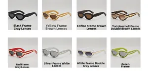Vue détaillée en grille de lunettes de soleil œil-de-chat élégantes en huit coloris variés