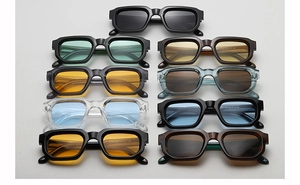 Série de lunettes de soleil rectangulaires rétro en diverses couleurs gelée tendance