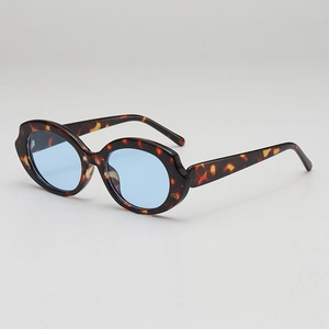 Retro Oval Sunglasses UV400 Protection Plastic Frame Wavy Edge Eyewear For Women Men Outdoor Travel Fashion Accessories