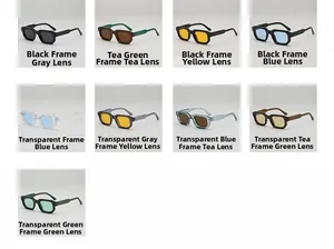 Collage de lunettes de soleil carrées rétro en neuf couleurs de monture gelée