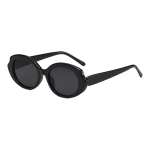 Classic oval black sunglasses with vintage plastic frames and UV protection lenses