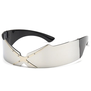 Cyberpunk Wrap Around Sunglasses Shield Glasses PC Frame UV400 Protection Futuristic Y2K Hip Hop Rave Eyewear Men Women